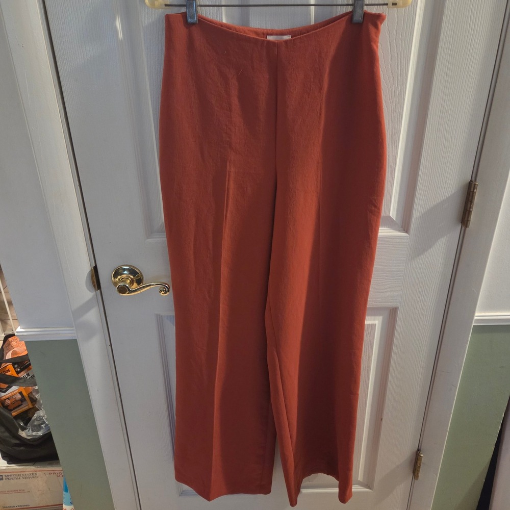 Wilfred Aritzia Wide Leg Trousers Burnt Orange Terracotta High Waist Pants Sz 8